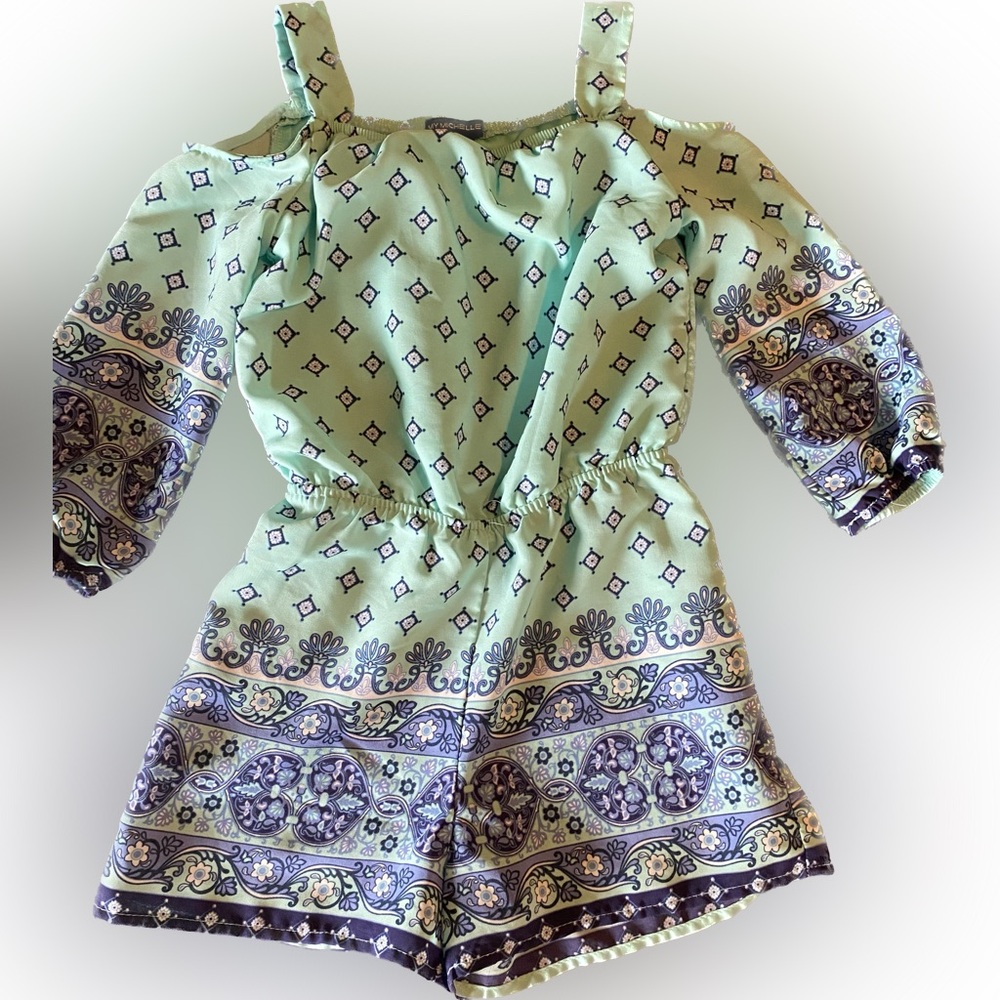 Girls size small My Michelle teal and navy romper